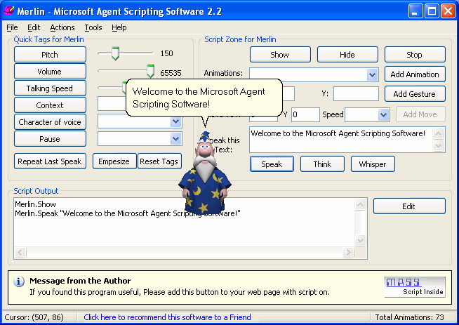 Microsoft Agent Scripting Software Screenshot